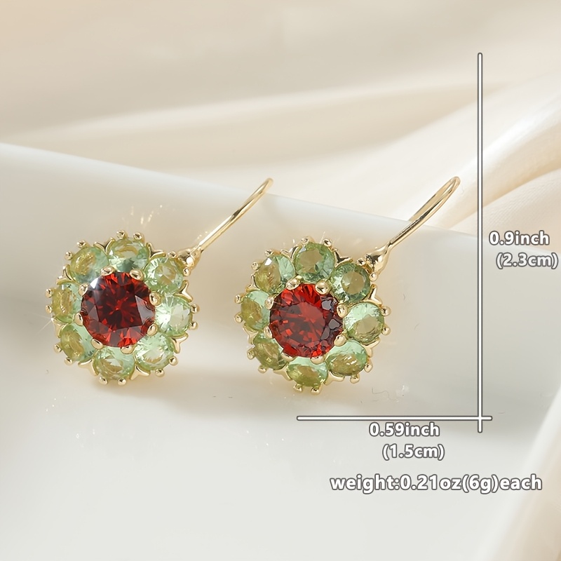 Luxurious Retro Flower-Shaped Copper Earrings with Zirconia